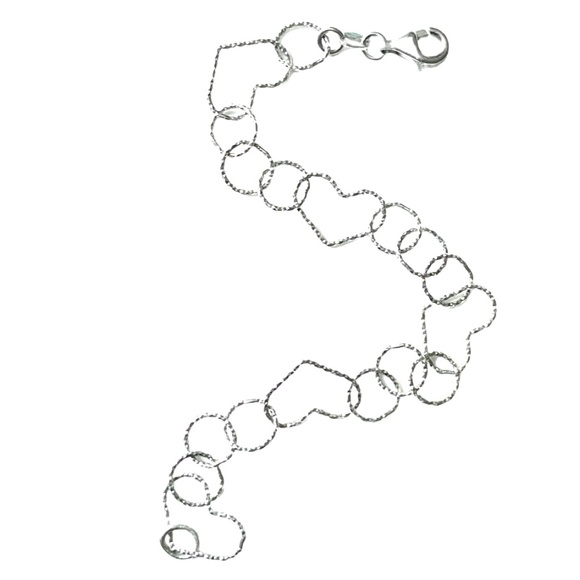 Sterling Silver Open Hearts Bracelet - Picture 3 of 5